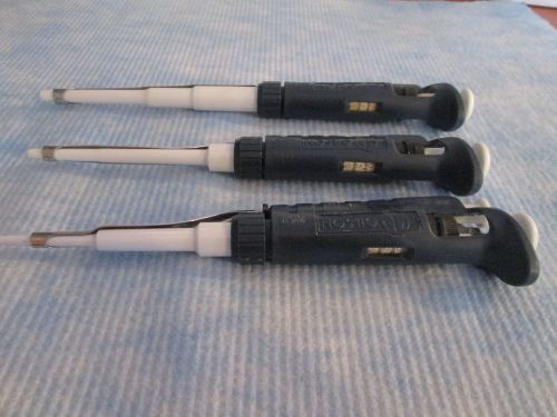 Gilson Pipetman Set Micropipette pipet P20, P200, + P1000 CALIBRATED Lot 10