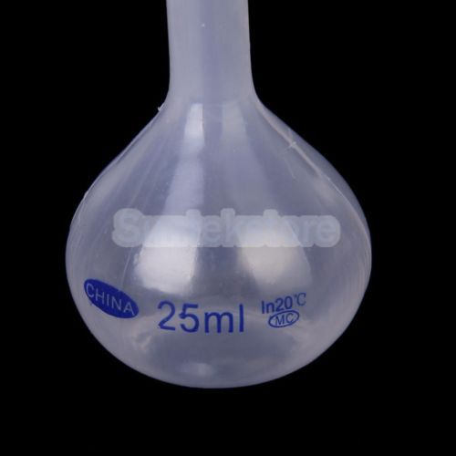 2x 25ml lab volumetric flask measuring bottle graduated container plastic w/ cap for sale