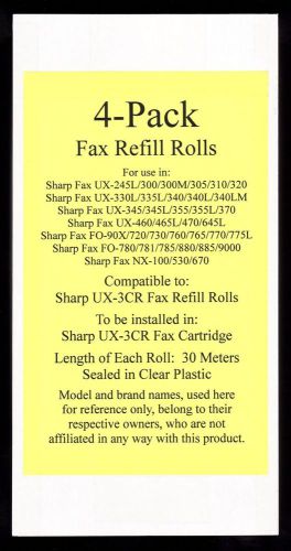 4-pack of ux-3cr fax refill rolls for sharp ux-345 ux-345l ux-355 ux-355l ux-370 for sale