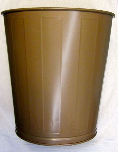 Vtg 1950s LAWSON Industrial Office Metal Wastebasket Trash BROWN Garbage Can USA