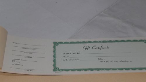 50 Count Gift Certificate Book with Receipt - NEW