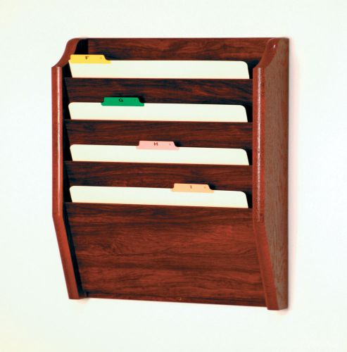 Wooden Mallet Four Pocket Legal Size File Holder Mahogany