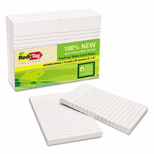 Redi-tag self-stick notes, lined white, 90 sheets/pad, 12 pads/pack (rtg27408) for sale