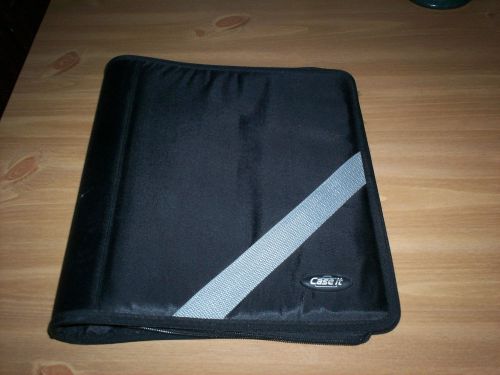 Case it 3 ring binder black gray stripe zipper new for sale