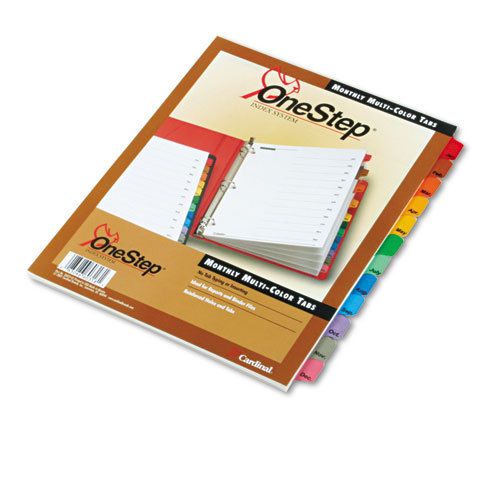 Traditional OneStep Index System, 12 Tab, Jan-Dec, Letter, Assorted, 12/Set