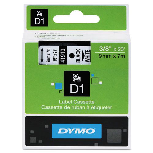 D1 standard tape cartridge for dymo label makers, 3/8in x 23ft, black on white for sale