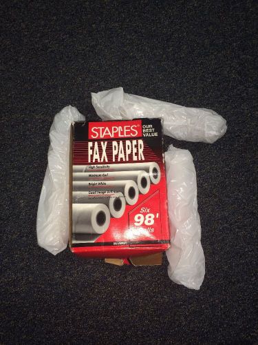 FAX PAPER STAPLES 269571 ~ 9 ROLLS 98&#039; ~ 216mm x 30m 1/2&#034; Core 8 1/2&#034; x 98&#039;