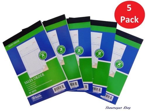 5 x Carbonless SALES ORDER RECEIPT Record Book 2 Part 50 Sets Duplicate Copy