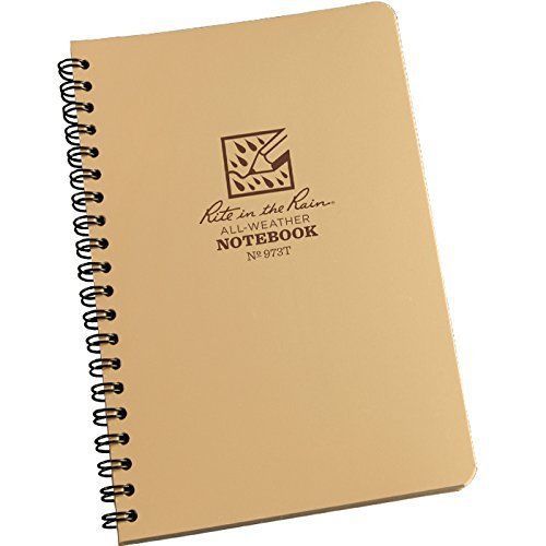 Rite in the Rain 4 5/8&#034; x 7&#034; Tan Spiral Notebook New