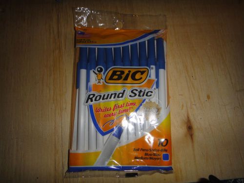 1 Bic Round Stic Blue Medium 1 Pack BallPoint Pens made in usa