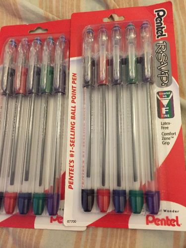 2x 5 Pack Pentel Rsvp Fine Line Ball Point Pens Bk90bp5m New