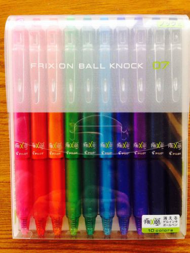 Pilot frixion ball knock 0.7mm erasable gel ink pens - 10 colors set for sale