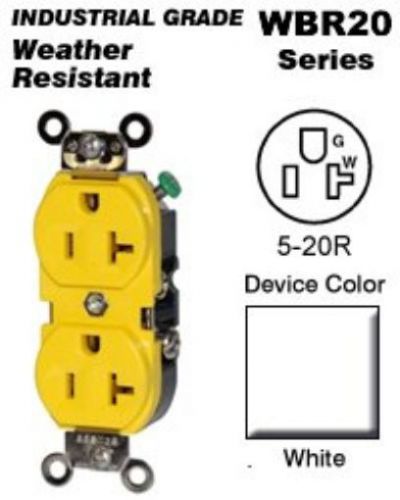 Leviton wbr20-w 20-amp  125-volt  wide body duplex receptacle  straight blade  i for sale