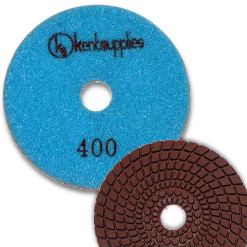 KENT Premium Quality 4&#034; WET Diamond Polishing Pad, 4mm Thick, Grit 400, Granite