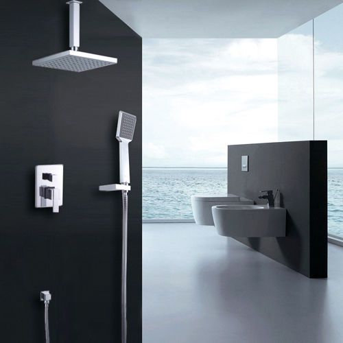 Modern rainshower &amp; handshower chrome brass shower system free shipping for sale