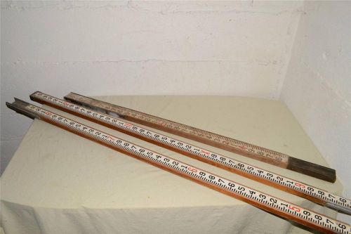 Antique/Vtg GRADE ROD Survey STICK Level POST Wood/Brass 10&#039;  Surveying PARTS