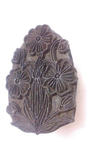 Vintage big size handcarved blossom leaf pattern wooden printing block/stamp