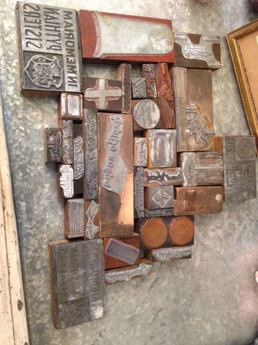 Lot of Vintage Letterpress Print Blocks On Wood-33 Pieces