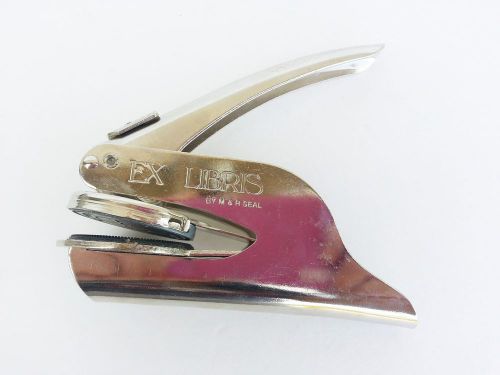 Vintage personal Embosser w initial LBC - Ex Libris by M&amp;R Seal