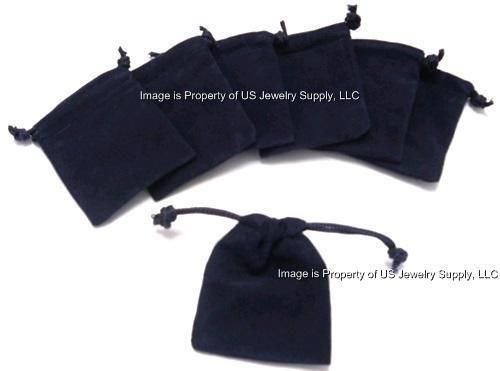 50 Navy Blue Velvet Velveteen 3 x 4 Drawstring Pouches