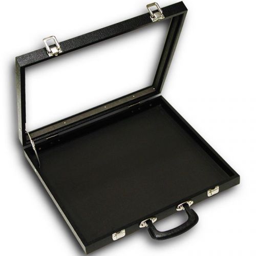 X-Large Black Glass Top with Handle Portable Sales Display Storage Case with Pad