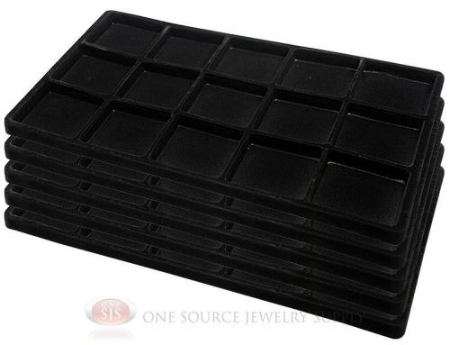 5 black insert tray liners w/ 15 compartments drawer organizer jewelry displays for sale