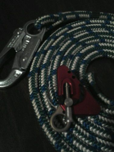 Nice 16 strand 15&#039; x 1/2&#034; arborist flipline &amp; PETZL microcender