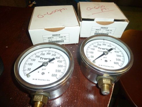 LOT (2) TRERICE PRESSURE GAUGE  DB00519  1/4&#034;LM  600 PSI