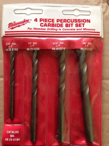 Milwaukee Percussion 4 Bit Set 3/8&#034; 5/16&#034; 1/4&#034; 3/16&#034;  48-20-6164 FREE SHIPPING!