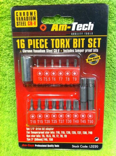 1/4&#034; HEX 16 Pc TORX STAR BIT SET TAMPERPROOF CR-V