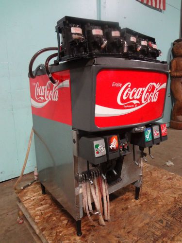 COMMERCIAL &#034;COCA COLA&#034; 6 FLAVORS SODA DISPENSER W/ICE BIN DISPENSER + 6 PUMPS