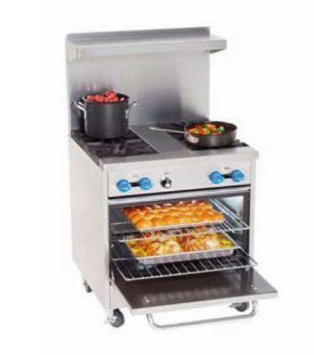 Comstock castle f326-18 30&#034; commercial 2 burner gas range w/ 18&#034; griddle &amp; oven for sale