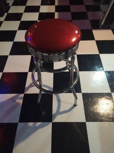 Sale !!!  (set of 5) 50s diner stools bar red metallic sale!!! this week only. for sale