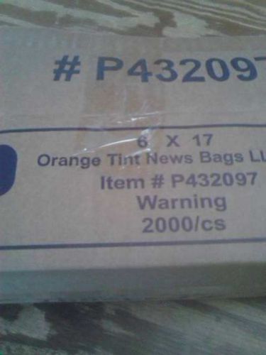 1 BOX of 2000 count 6 &#034; x 17&#034; ORANGE  poly newspaper bags plastic