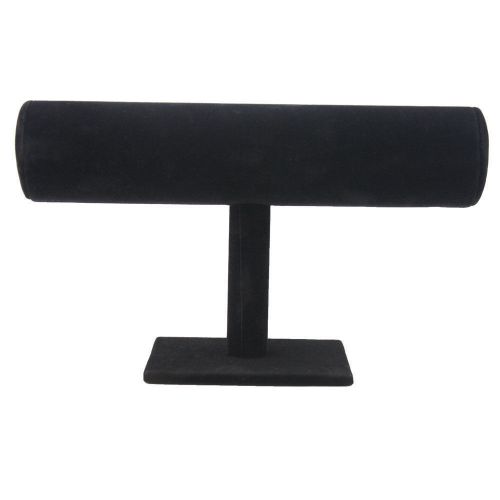 Oval 8&#034; x 6&#034; Velvet Black Single T Bar Bracelet Display