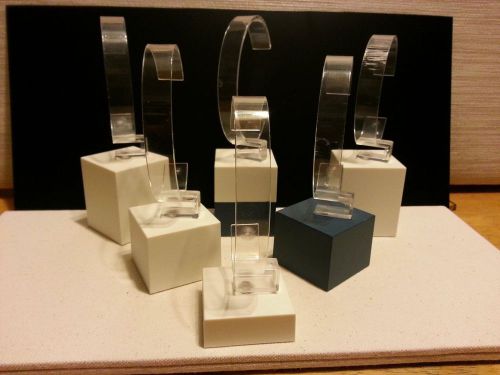 Fossil Watch / Bracelet Display Stands, blue and cream in color