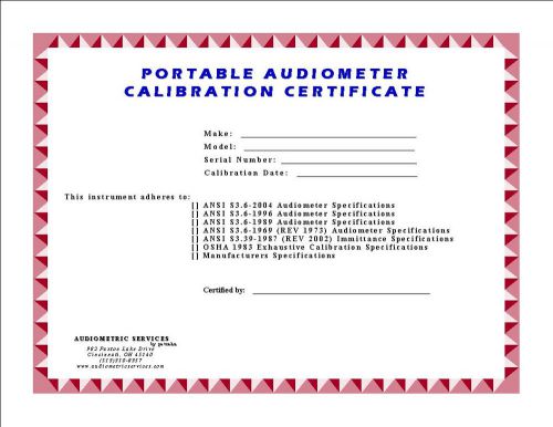 Benson Audiometer Calibration CCA100,200,mini,NEXT,MAICO 1000