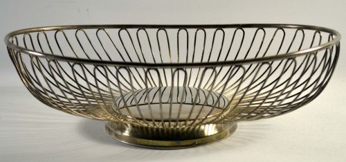 Silverplated 12&#034; Metal Bread Serving Basket