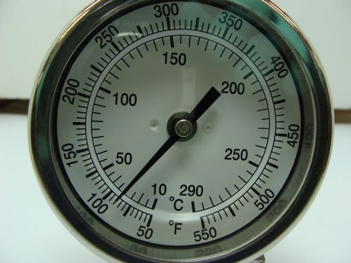 3&#034; BIMETAL THERMOMETER BACK MOUNT 12&#034; STEM 1/2&#034; NPT 50 Degrees F~550 Degrees F