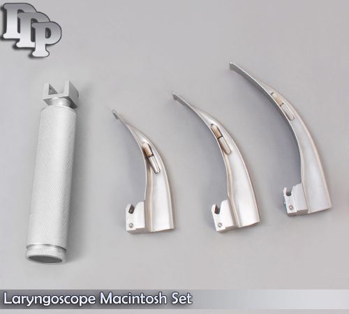 LARYNGOSCOPE MEDIUM HANDLE C + 3 MACINTOSH BLADE #2 + 3 + 4 ENT ANESTHESIA SET