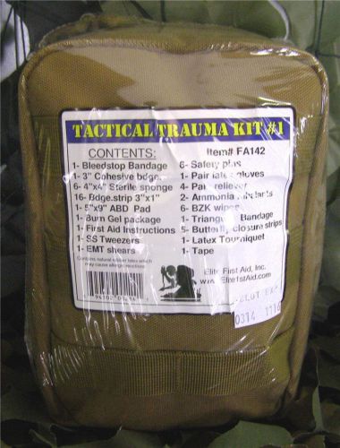 NEW TACTICAL TRAUMA KIT #1 COYOTE SEALED CONTAINS BLEED STOP ESSENTIAL 1ST AID