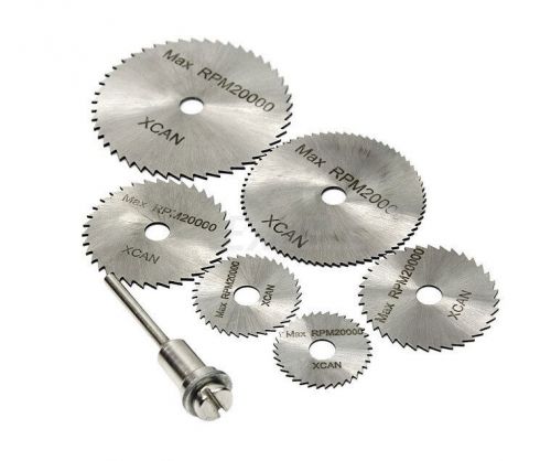 New 6pcs High Speed Steel HSS Rotary Tool Mini Saw Blade Cutting Set + 1 Mandrel