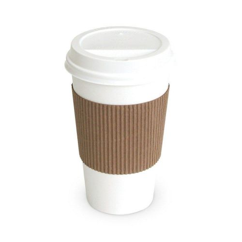 50 Paper Coffee Cup/Disposable Hot Cup 12 oz. WHITE with 50 Cappuccino Lids a...