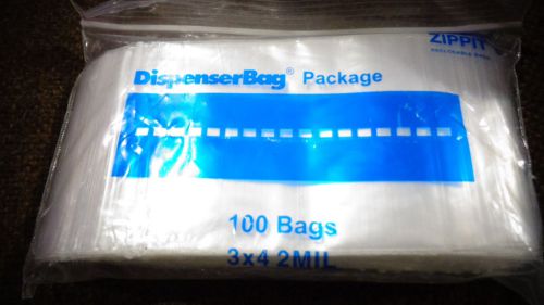 Dispenser Bag Package 100 bags 3 x 4 2mil Zippit