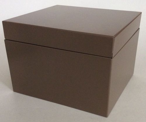 Tan Metal Hinged Index Card File Box for 4x6 Cards 6&#034; Depth