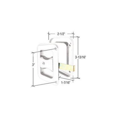 Crl white sliding screen door latch and pull with 3&#034; screw holes for hat section for sale