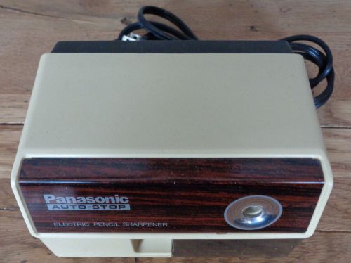 Panasonic Auto Stop Electric Pencil Sharpener JAPAN Tan/Wood Grain Model KP-110