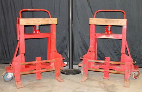 Industrial dollies, 3000lb each, Hydraulic, Skarnes Rol-a-Lift M-6 Wide Lot of 2