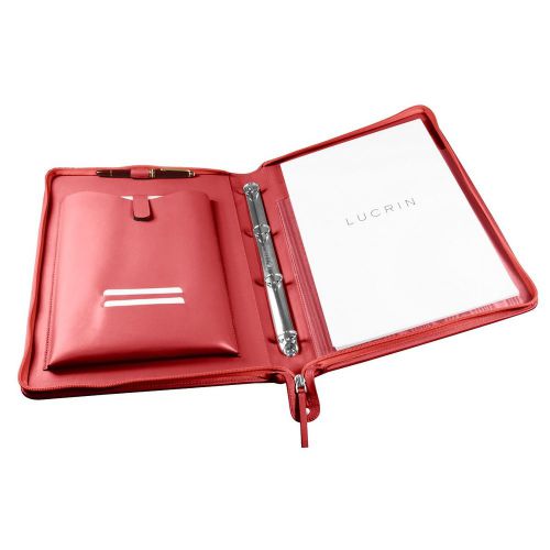 A4 Portfolio with Ring binders - Red - Smooth Calfskin - Leather