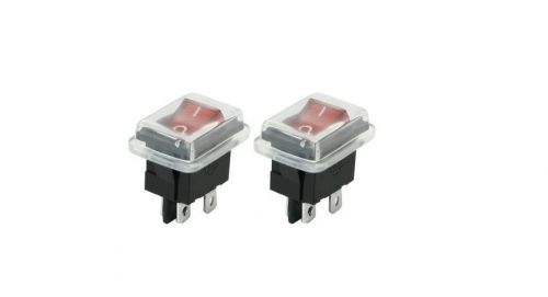 2 Pcs AC 250V 6A/125V 10A On-off DPST Boat Rocker Switch w Red Light